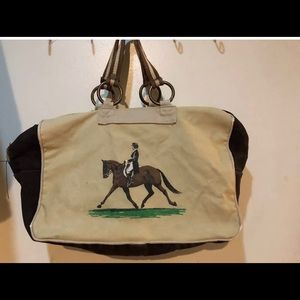 vintage equestrian Canvas bag